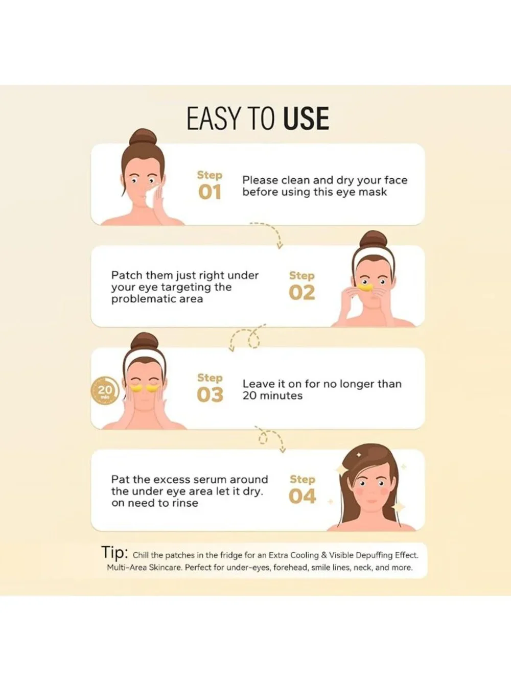24K Gold Under Eye Patches - 50 Pairs, Collagen Eye Masks for Dark Circles